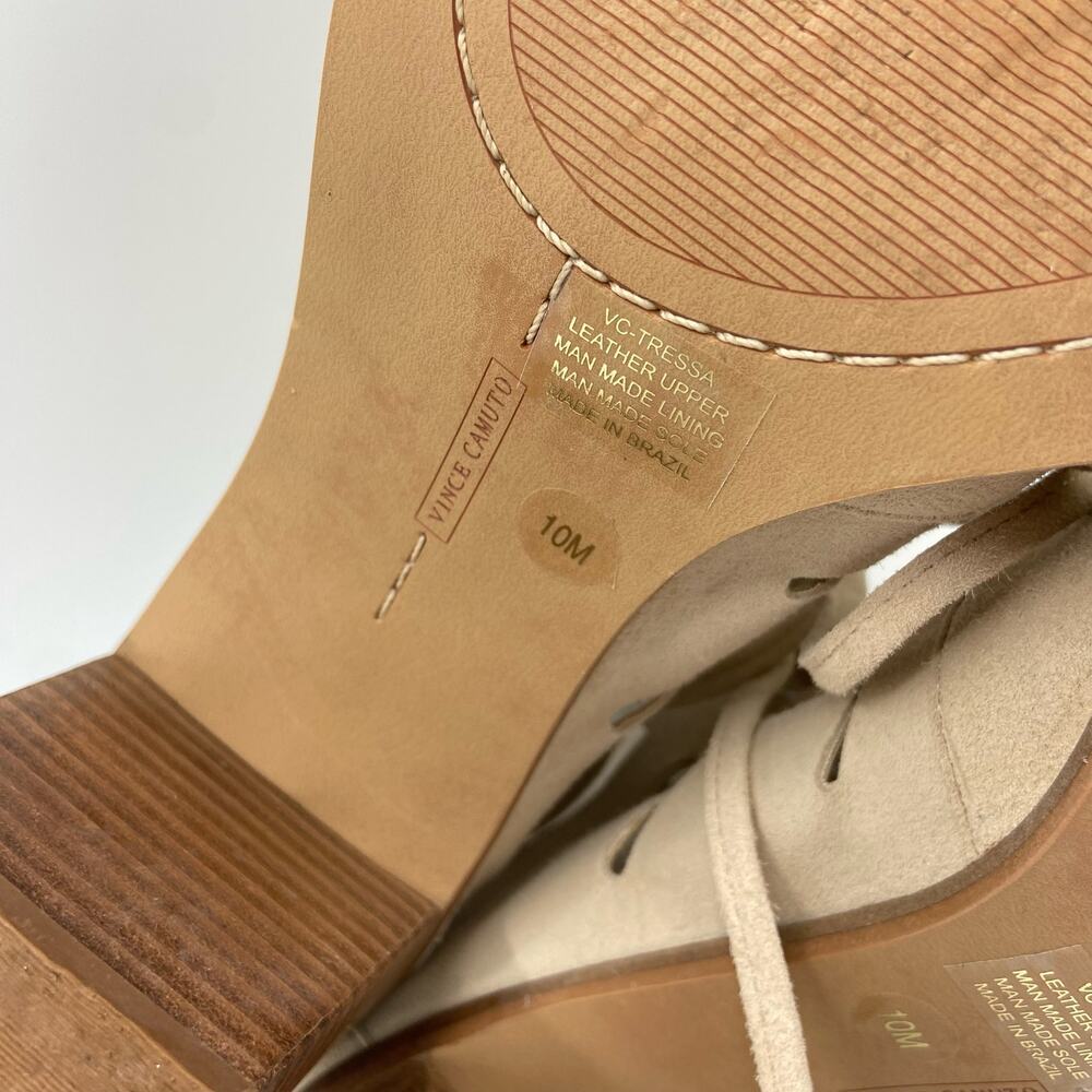Vince Camuto Tressa Booties 10 Beige Suede Leather‎ Lace Up Sandals - Picture 2 of 9
